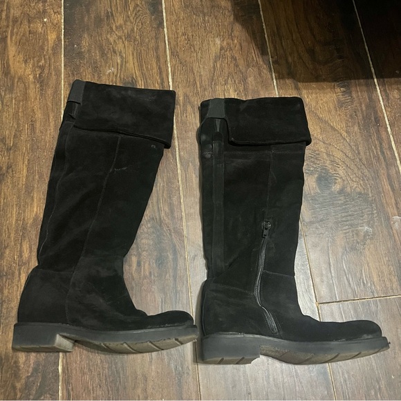 Progetto Quid Made in Italy Black Suede Fleece Lined Cuffed Knee High Boots 37 - Picture 2 of 6